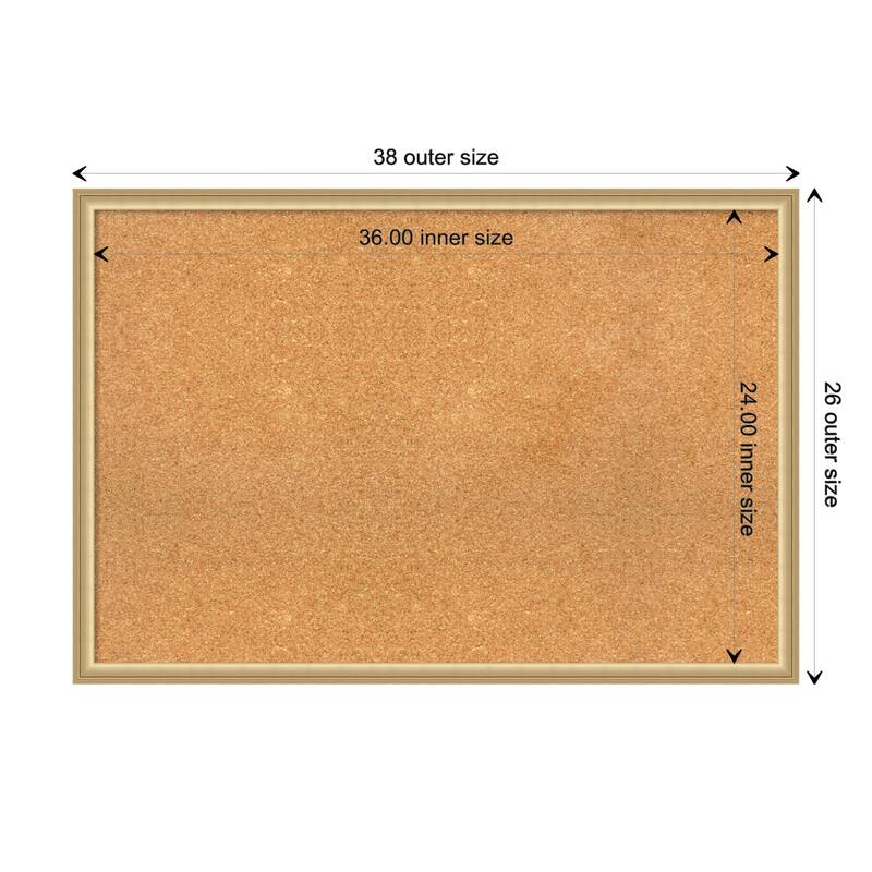 Florence Framed Natural Corkboard Bulletin Board - Florence Gold - Board Size 36x24