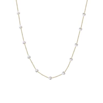 Victoria Townsend Heart Pearl Station Chain Necklace