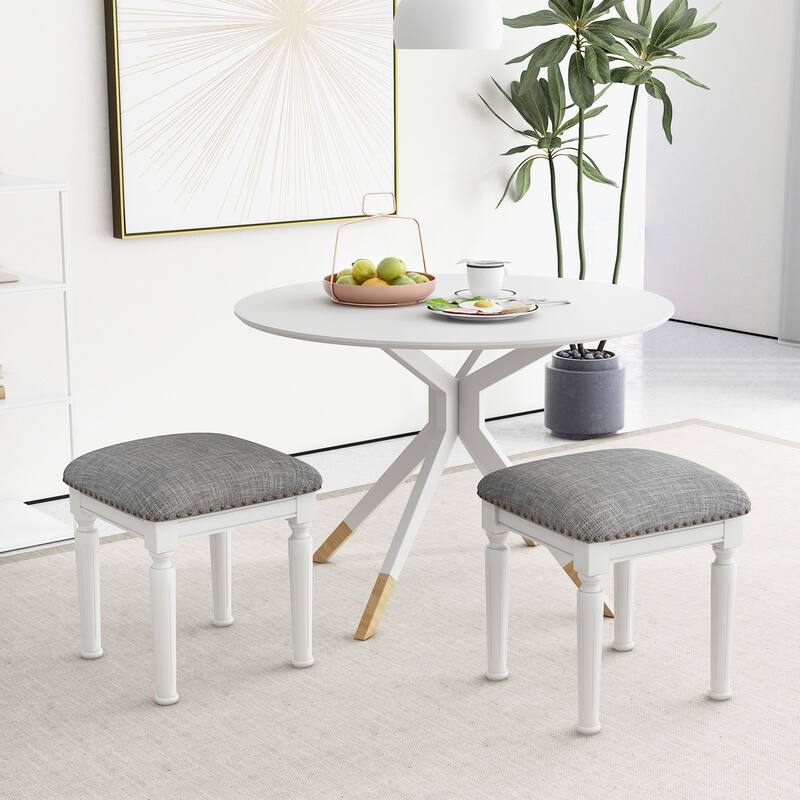 Gymax 4PCS Upholstered 3-Height Bar Stool Versatile Kitchen Dining