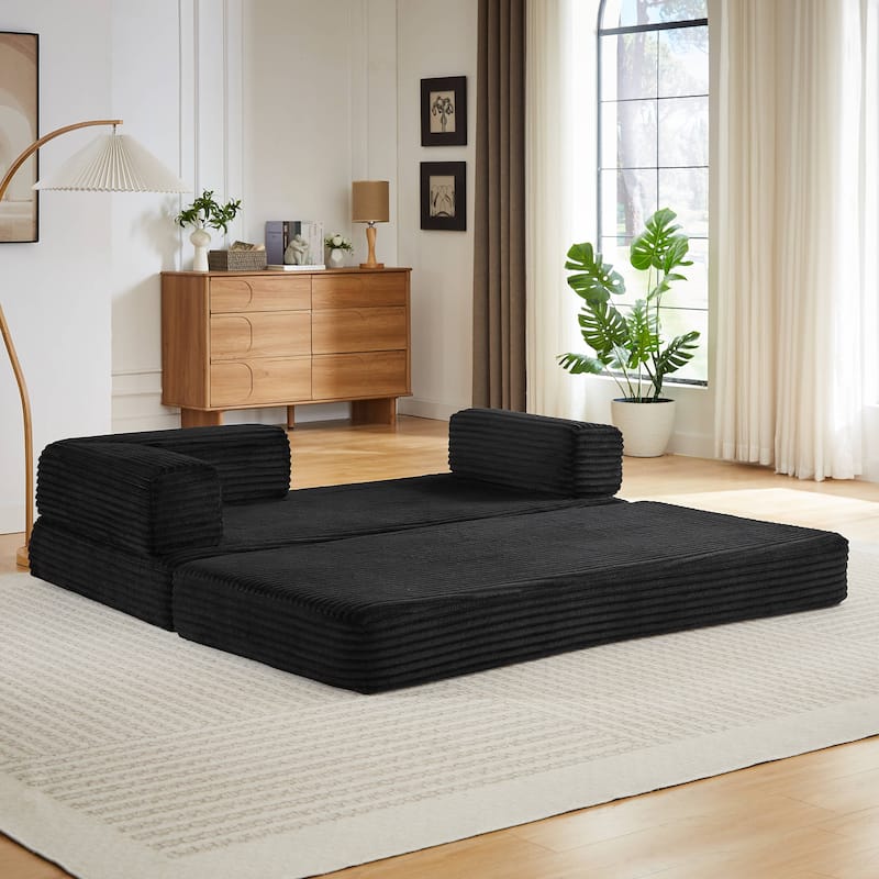 Rossetta Modern Modular Classic Color Scheme Corduroy Fabric Boneless Loveseat Sofa, No Assembly