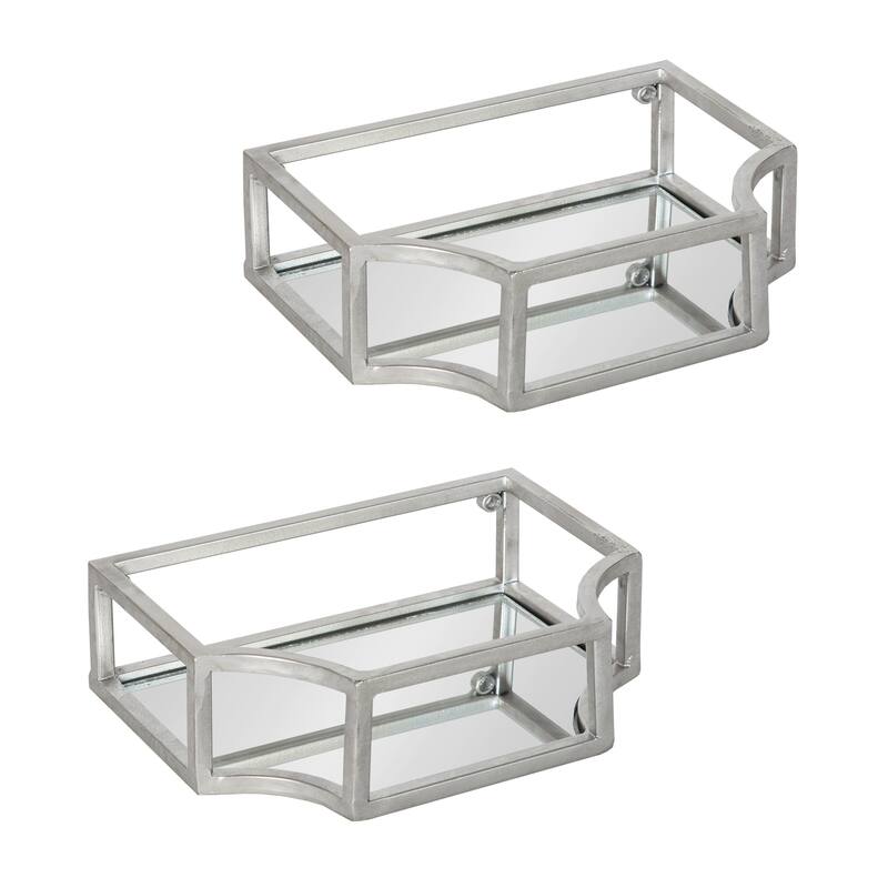Kate and Laurel Ciel Wall Sconce Shelf Set - 2 Piece - Silver