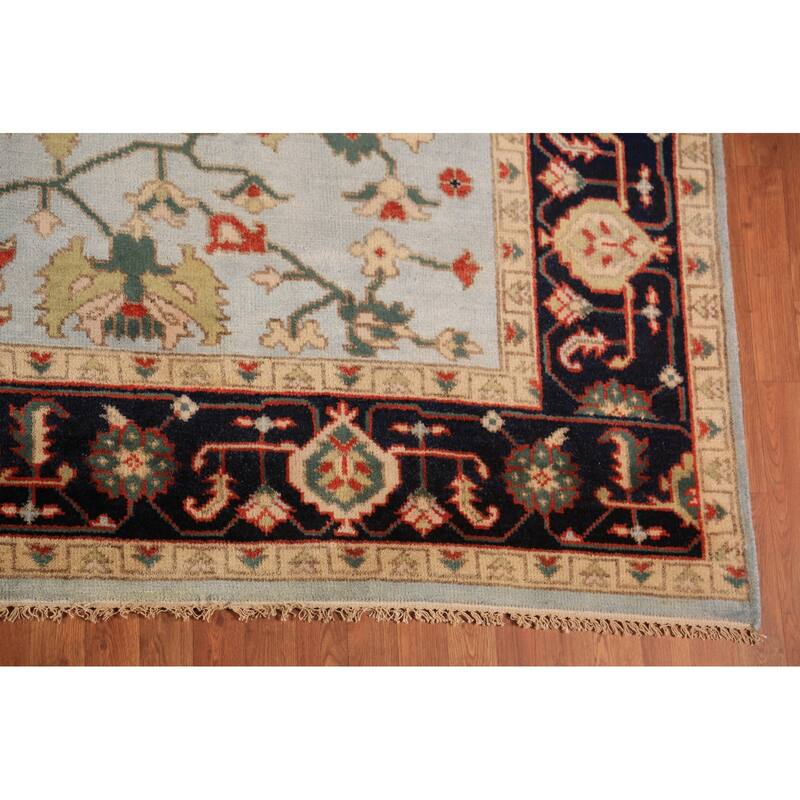 Light Blue Oushak Indian Area Rug Handmade Wool Carpet - 9'0"x 11'8"