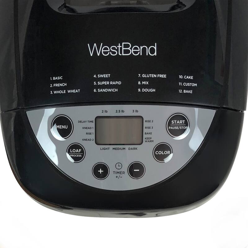 West Bend Hi-Rise Bread Maker with 12 Preset Digital Controls, 3 lb Capacity