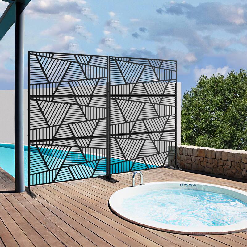 Metal Privacy Screen Wall Decoration Free Standing-6.3 ft. H X 4 ft. W