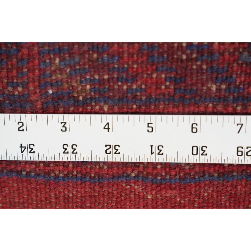 Hand Knotted Oriental 100% Wool Carpet Traditional Tribal Red Balouch Runner Rug - 7' 2'' X 2' 1''