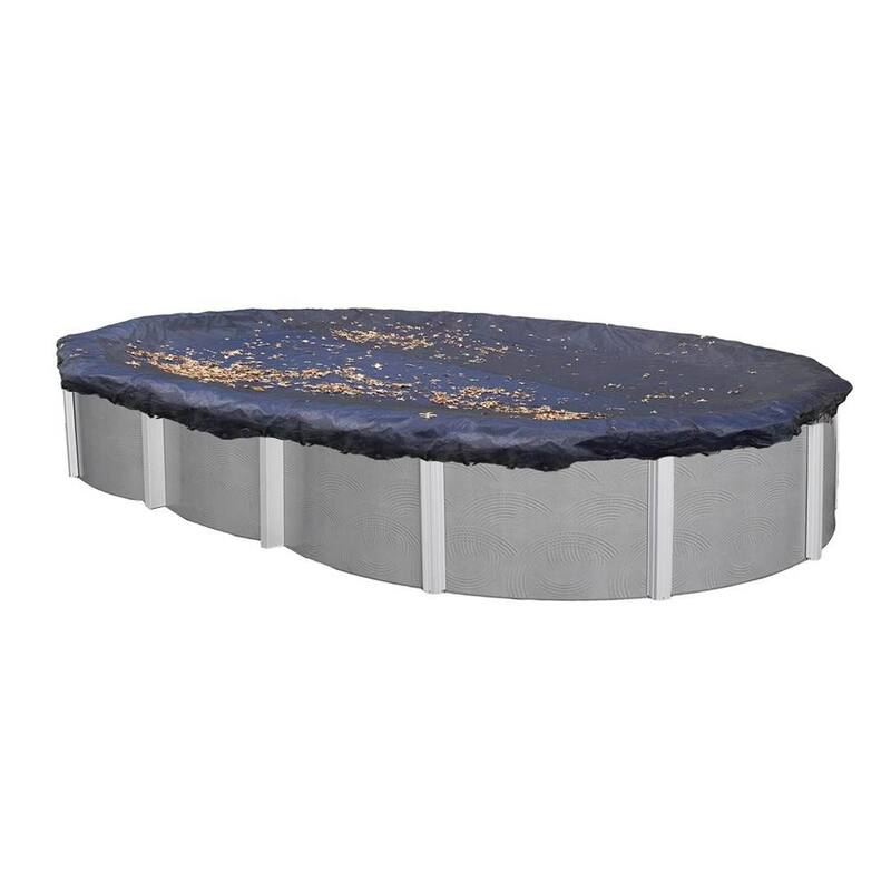 Swimline 18 x 38 Foot Oval Above Ground Heavy Winter Swimming Pool Cover, Blue - 13.1