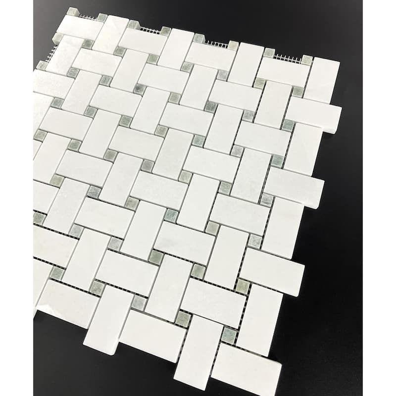 1 x 2 Basketweave Marble Mosaic Tiles - Case (10 Sheets)