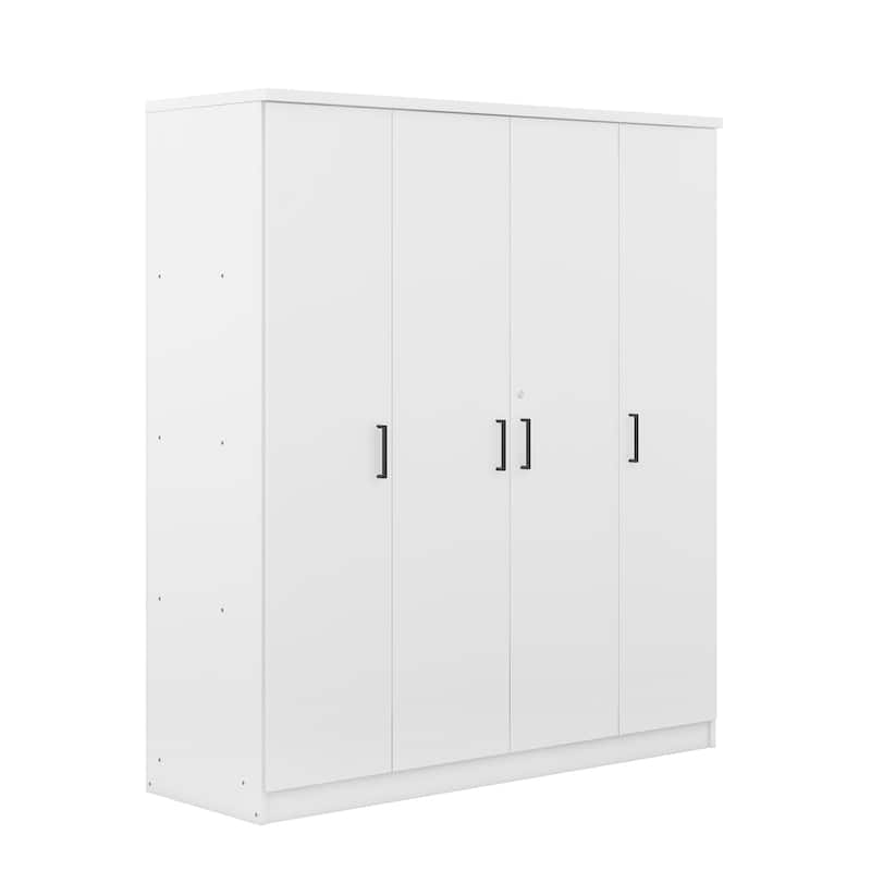 4-Door Armoire Bedroom Wardrobe with Drawer, Shelves and Hanging Rail