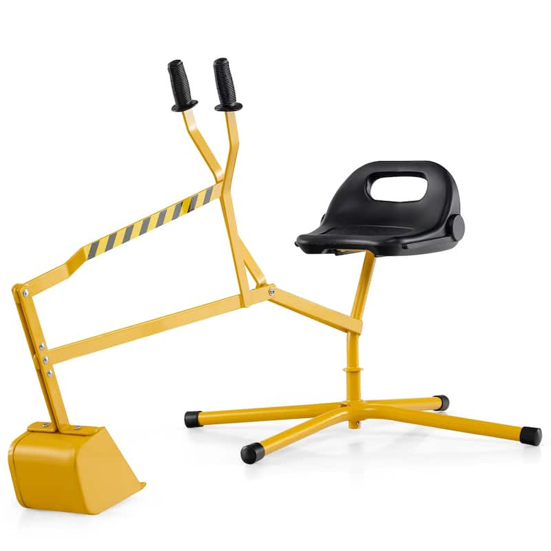 Kids Ride-On Excavator Toy with Rotating Bucket and Realistic Shovel for Outdoor Fun Ages 3 Years Plus - 48.5" x 24.5" x 24.5"