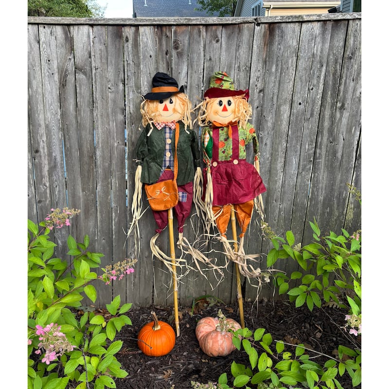 40" Halloween Witch on Broom Stick Pick, Set of 2