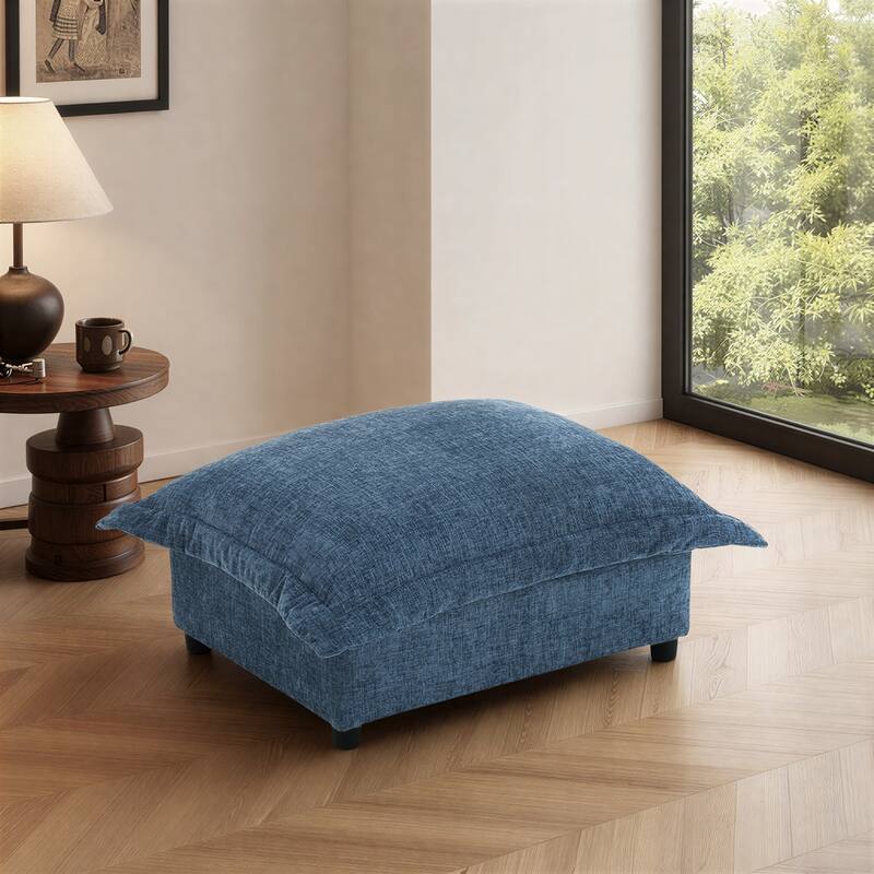 37"W Oversized Upholstered Chenille Rectangle Cloud Ottoman