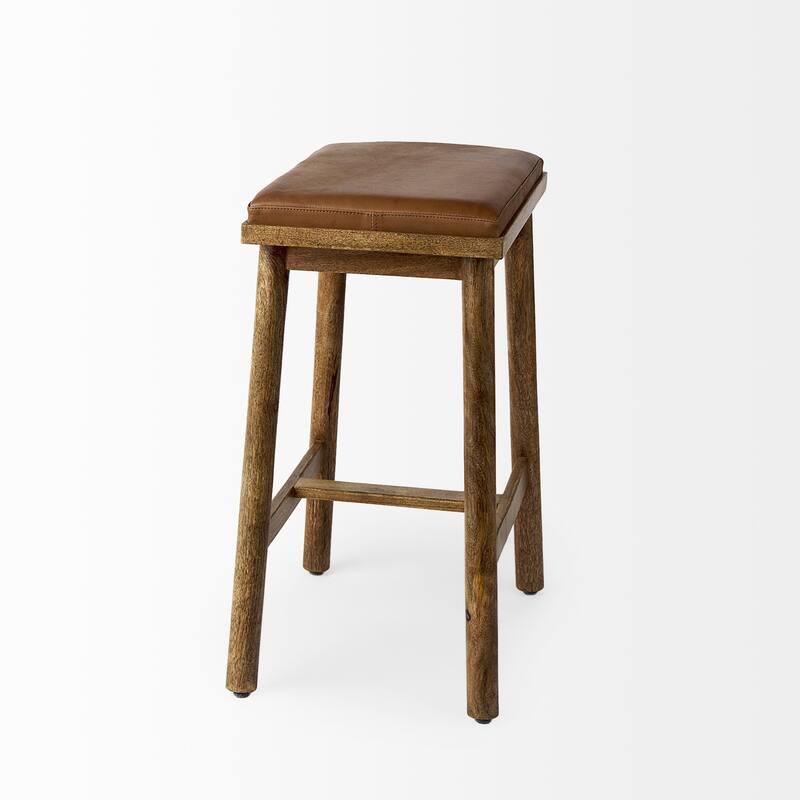 Eliza Leather Seat & Wood Frame Counter/Bar Stool