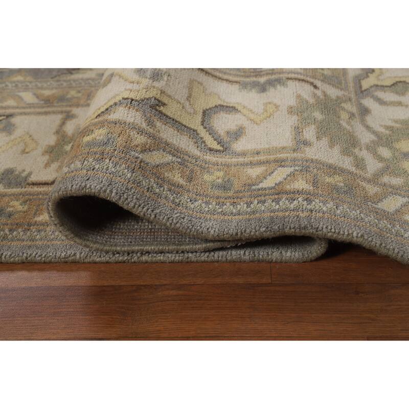 All-Over Oushak Indian Area Rug Hand-Knotted Wool Carpet - 8'1" x 9'11"