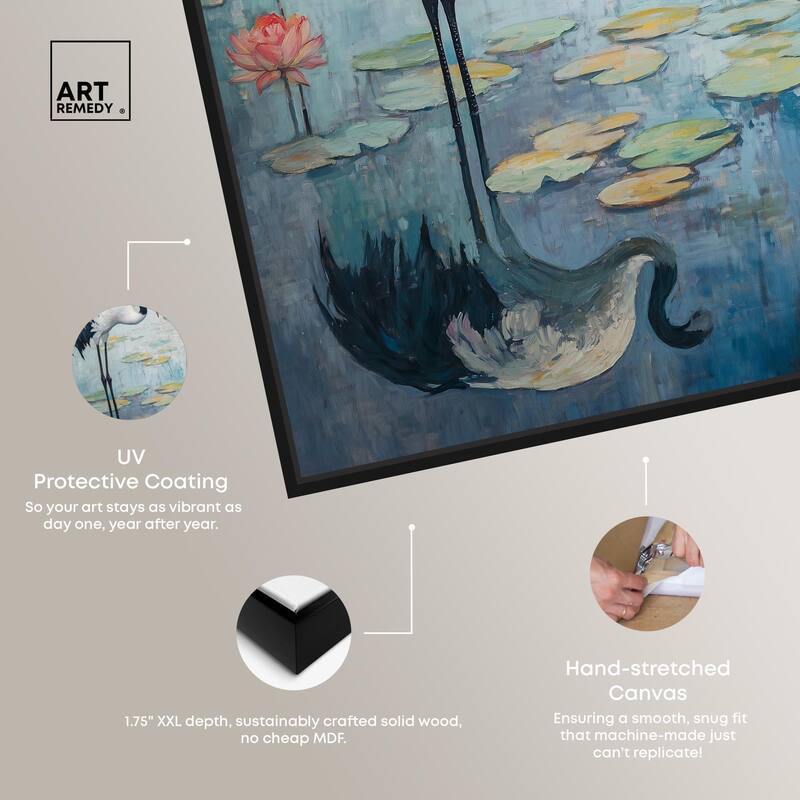 Crane in Lilies II Canvas by Art Remedy