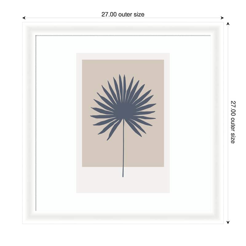 Kate and Laurel Muted Tan and Blue Colorblock Botanical Palm by The Creative Bunch Studio Framed Wall Art Print