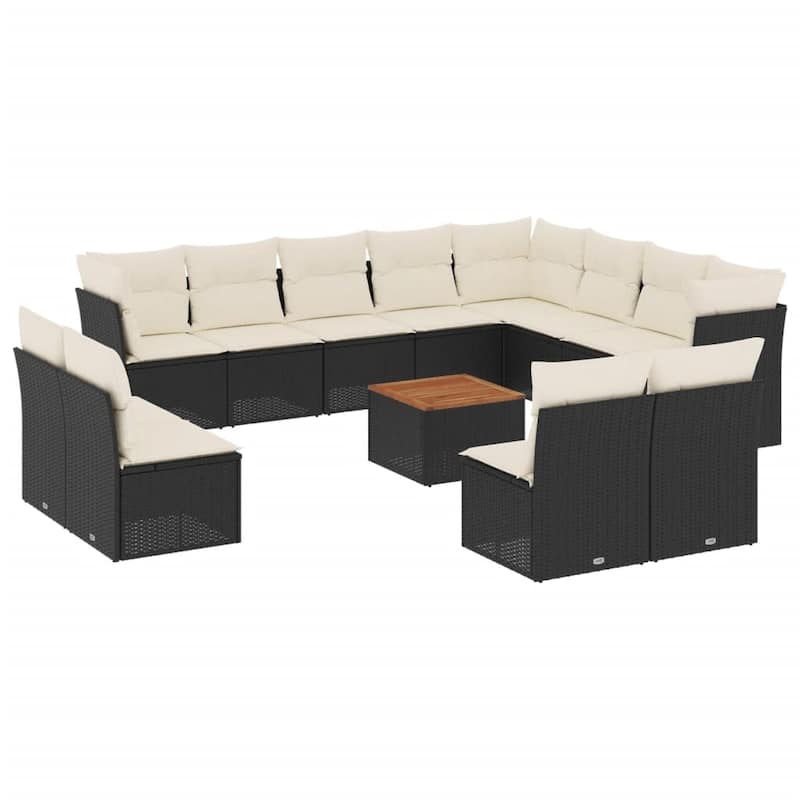 vidaXL Patio Sofa Set with Cushions Outdoor Furniture 13 Piece Poly Rattan - 24.4 x 24.4 x 27.2