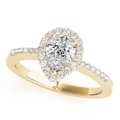 Auriya 14k Yellow Gold Lab Grown Pear Diamond Halo Engagement Ring 0.50 to 5.00 ct. tw. (F-G VS)