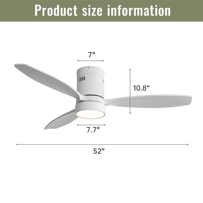 52 Inch Flush Mount Ceiling Fan With Light