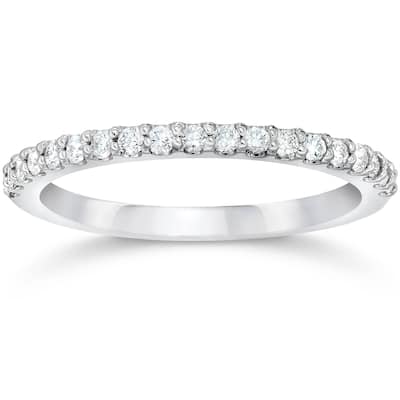 1/8ct White Gold Diamond Engagement Band Wedding Stackable Prong Womens Ring