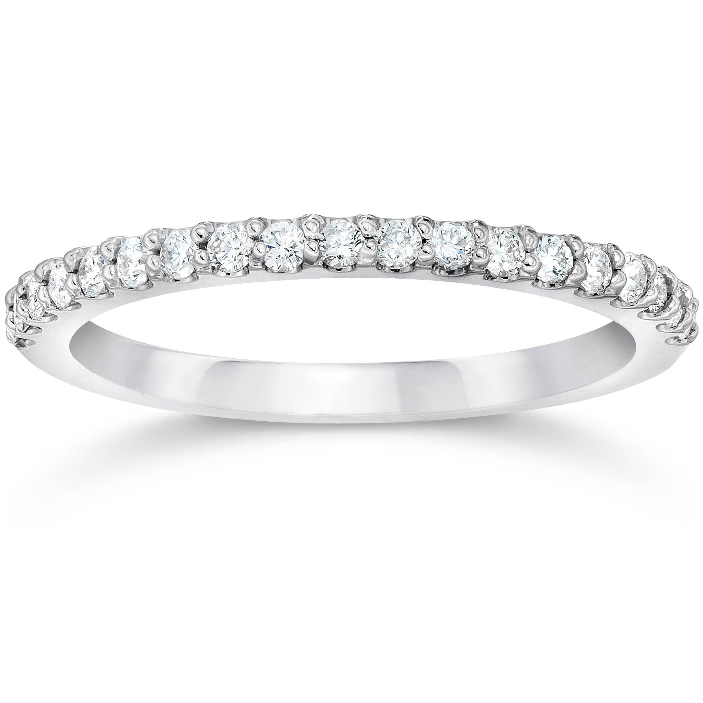 Bliss Diamond 1/8ct White Gold Diamond Engagement Band Wedding Stackable Prong Womens Ring