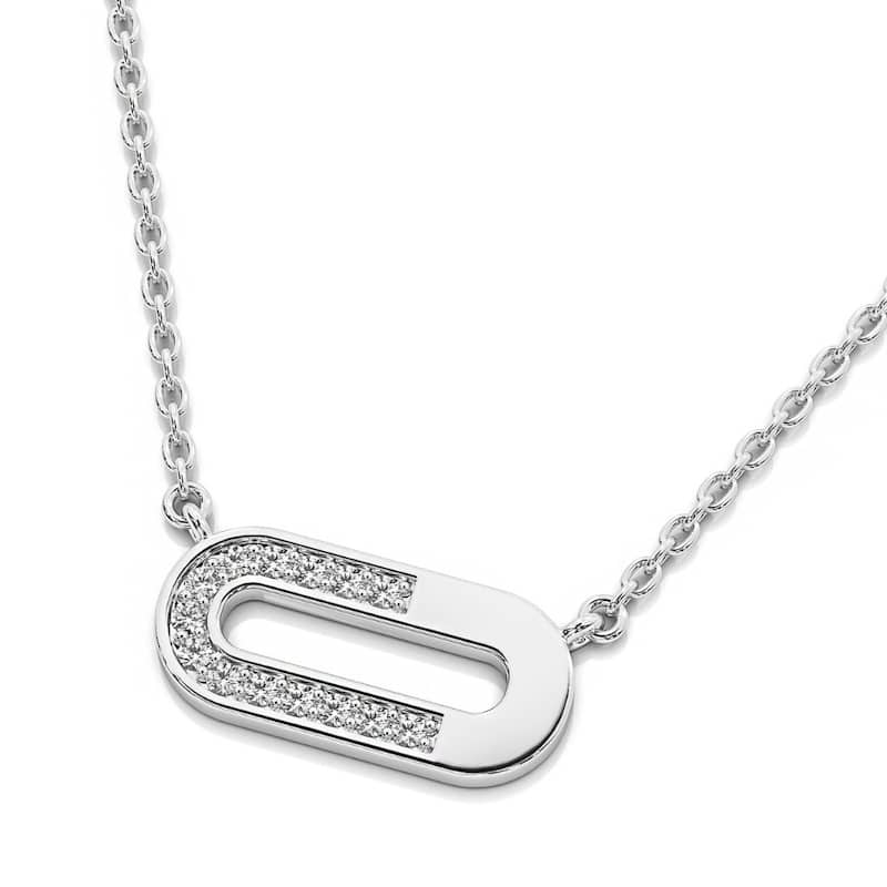 Diamond Paper Pendant Gold 18" Necklace Lab Grown 1/2" Wide