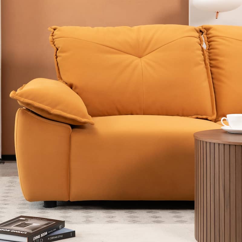 Orange 3-seater Sofa with Removable Pillowcase