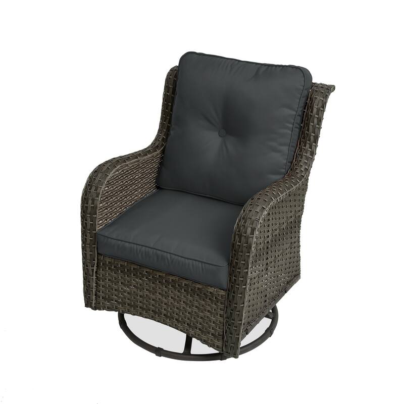 Outdoor Patio Woven Rattan Swivel Rocking Chair with Cushions