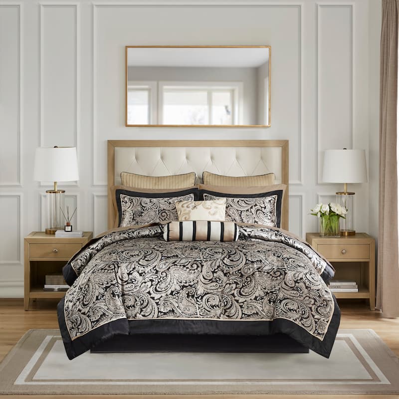 Madison Park Wellington 12 Piece Comforter Set with Cotton Bed Sheets - Queen