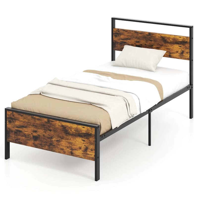 Costway Twin/Full/Queen/King Size Bed Frame with Wooden Headboard and - Twin