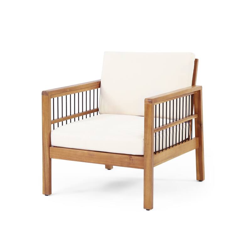 Christopher Knight Home Acacia and Wicker Patio Club Chair with Cushion