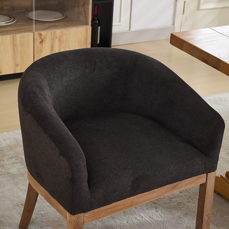 Black Barrel Dining Chair Side Chair Lounge Chair Dressing Chair Kitchen Chair Reception Chair with Wood Legs