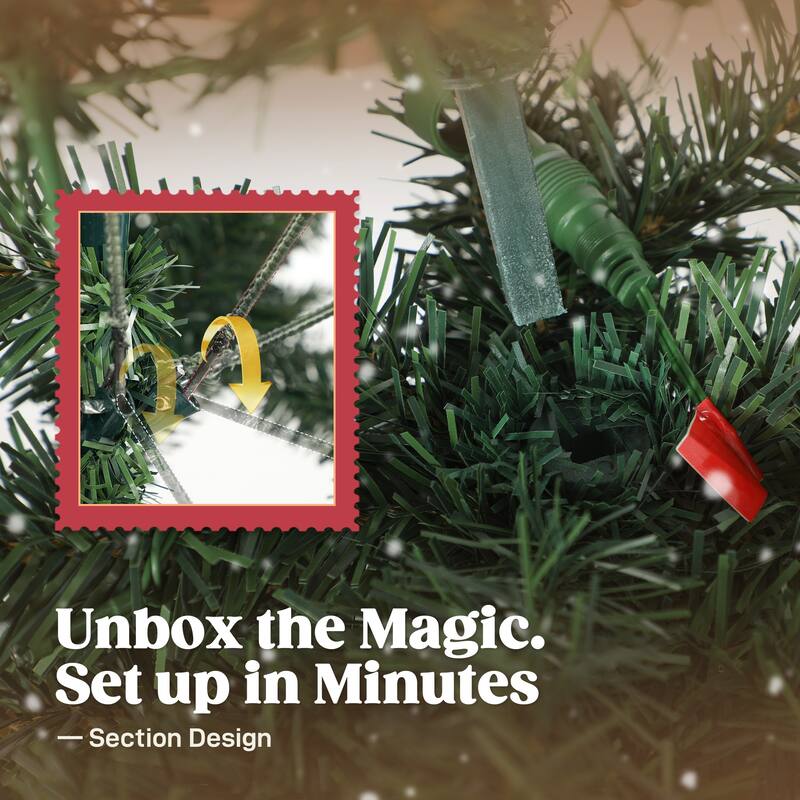 HOMCOM 6 ft Prelit Bent Top Christmas Tree, Slim High Mountain Fir Holiday Decor with 200 Warm White LEDs and with 8 Modes