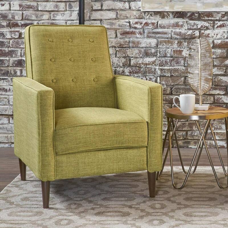 Mid-Century Modern Fabric Recliner Chair with Birch Legs by Christopher Knight Home - Green