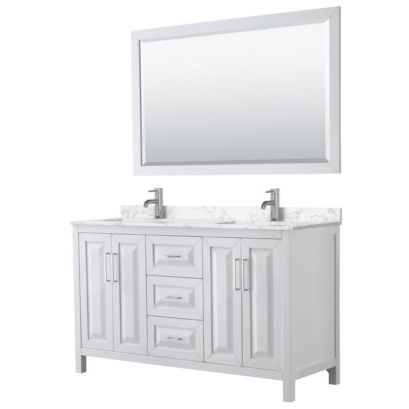 Daria 60 Inch Double Vanity, Cultured Marble Top, 58 Inch Mirror