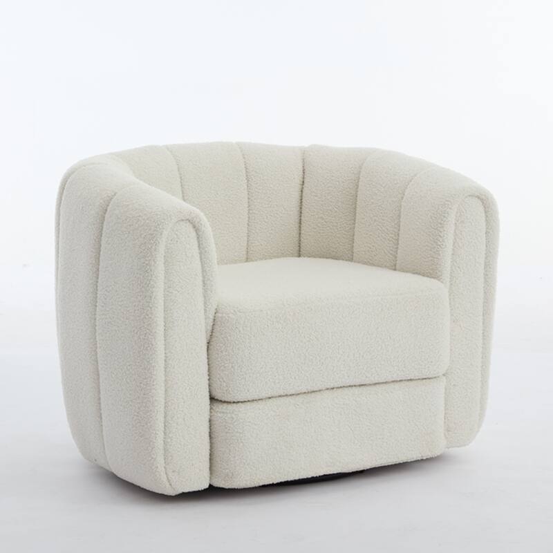 Swivel Teddy Accent Barrel Chair with Upholstered