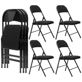 6-Pack Black Folding Chairs - Padded Fabric Seat, Metal Frame, Sturdy & Portable