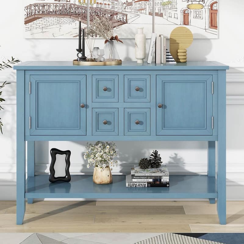 46 "W Modern Vintage Storage Dresser with Four Small Drawers and Bottom Shelf