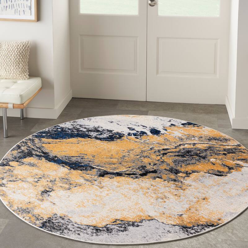 Nourison Passion Indoor only Multicolored Abstract Area Rug - Ivory/Multicolor - 8' x Round - Round