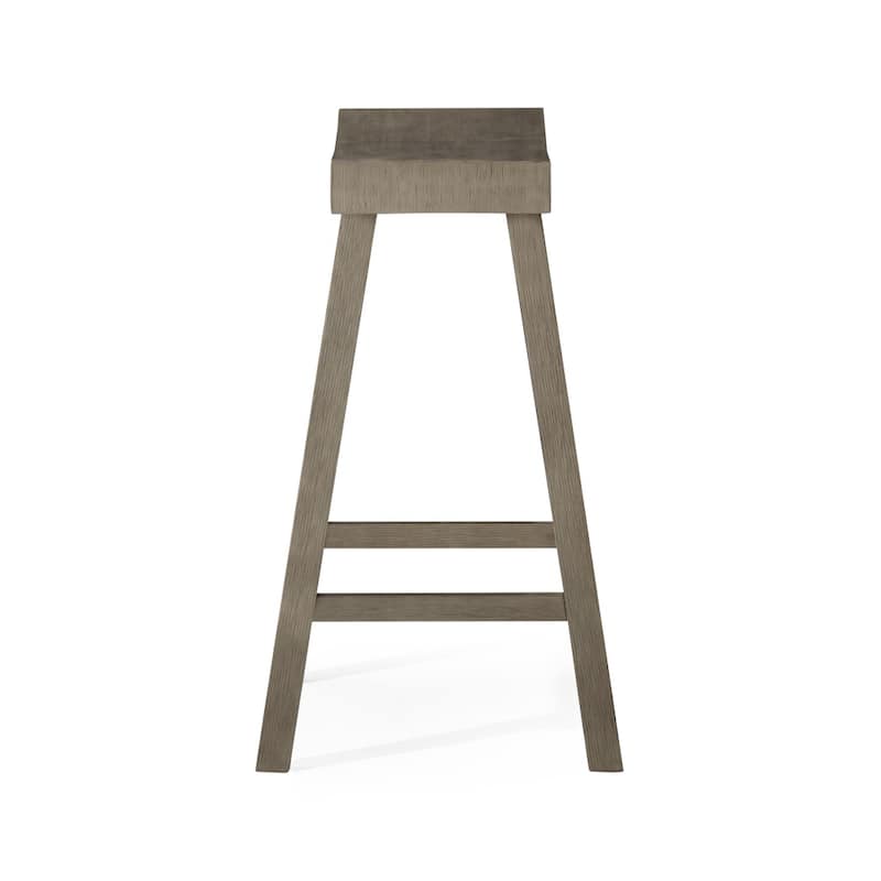 HomeRoots 27" Cool Gray Solid Wood Backless Counter Height Bar Chair