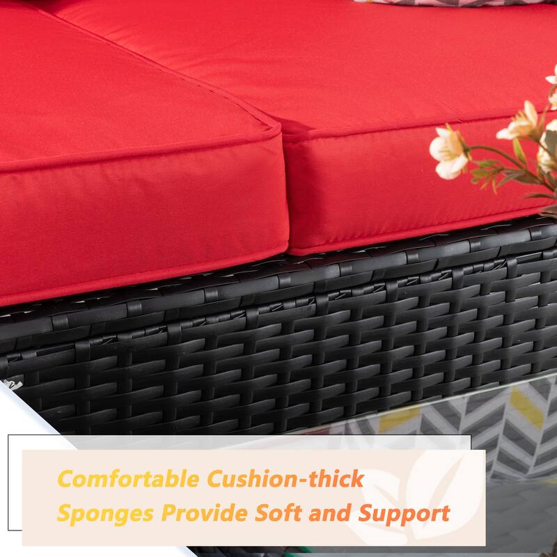 Futzca Outdoor Furniture Patio Sets,Low Back All-Weather Small Rattan Sectional Sofa