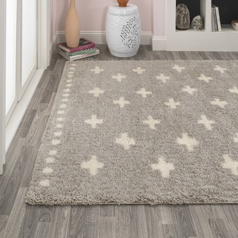 JONATHAN Y Calvia Berber Geometric Shag Area Rug