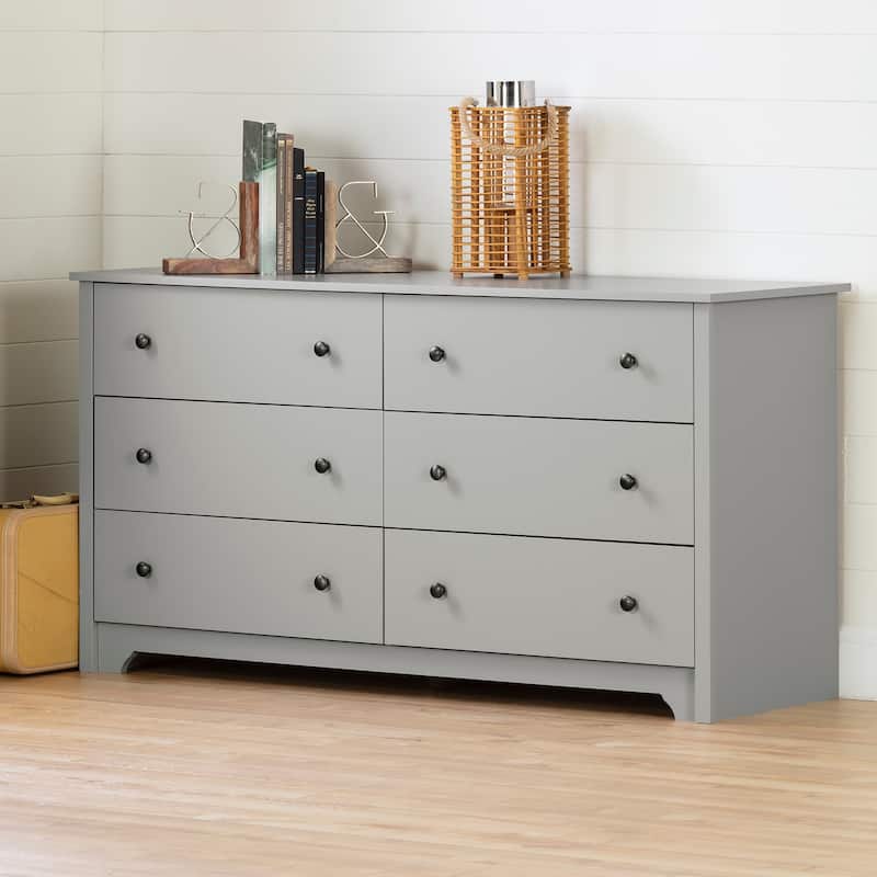 6-Drawer Dresser - Modern Double Dresser with Wooden Knobs - Spacious Storage - 60 Inch Wide