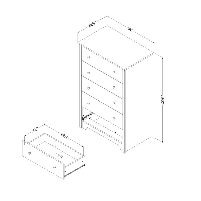 5-Drawer Chest Dresser in Soft Gray Finish Featuring Ample Storage and Sleek Contemporary Styling