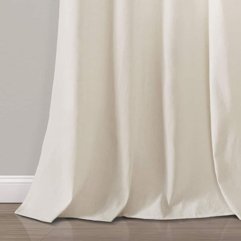 Lush Decor Farmhouse Faux Linen Colorblock Pleated Window Curtain Panel Pair - 84" x 40"