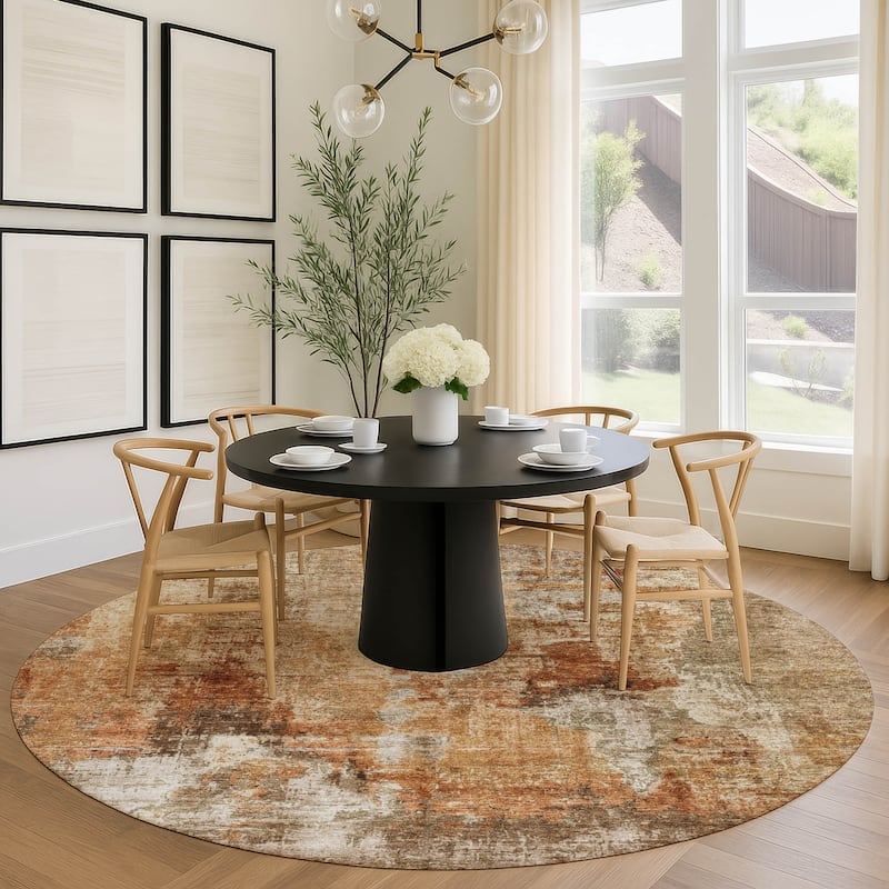 Machine Washable Indoor/ Outdoor Abstact Contemporary Chantille Rug