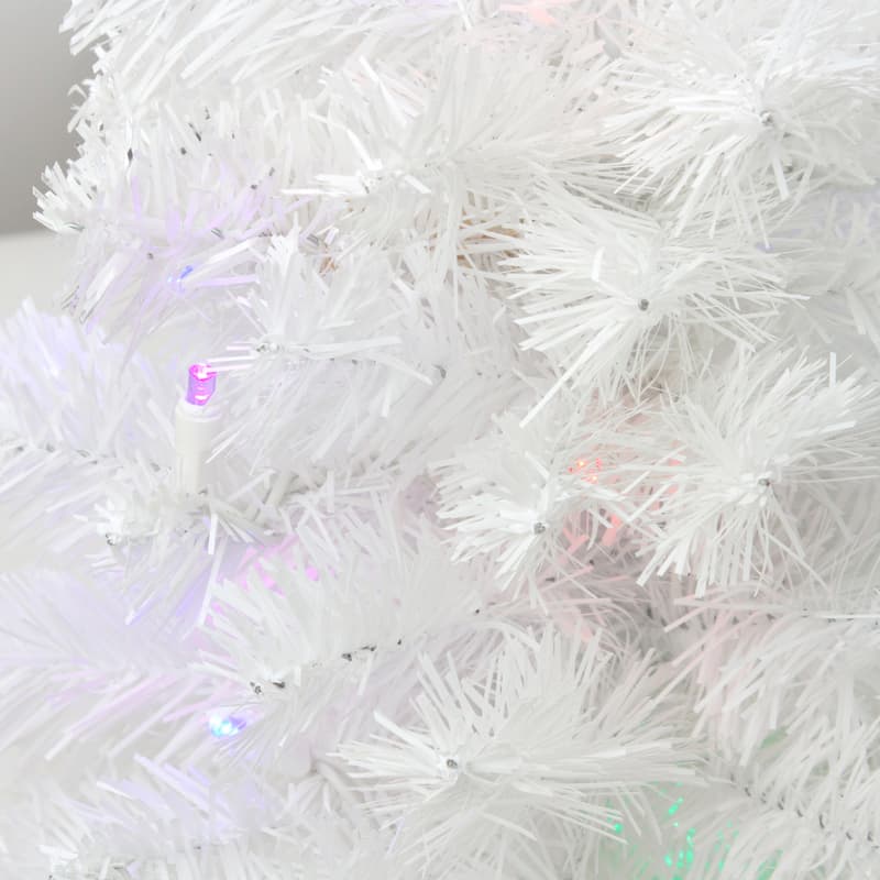 Pre-Lit Artificial Christmas Tree -18" - White - Multicolor Lights - 1.5 Foot