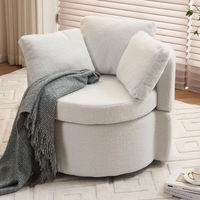 360° Swivel Chair with Storage and Throw Pillows