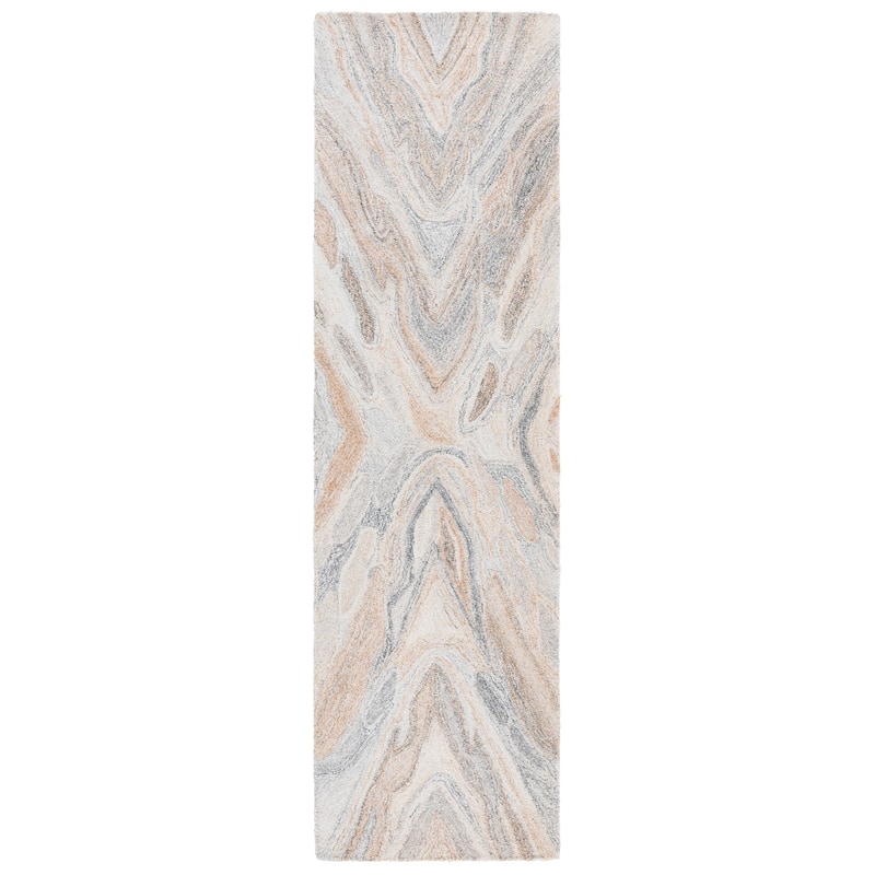 SAFAVIEH Handmade Abstract Amra Rug - 2'3" x 8' Runner - Grey/Rust