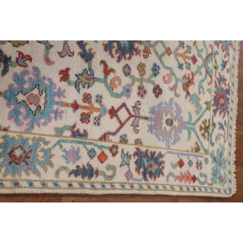Ivory Floral Oushak Oriental Accent Rug Handmade Wool Carpet - 3'1"x 4'10"