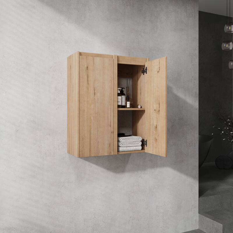 Modern Wall-Mounted Bathroom Side Cabinet with Soft-Close Doors, Floating Design, 6 Storage Compartments, 12-Inch Width